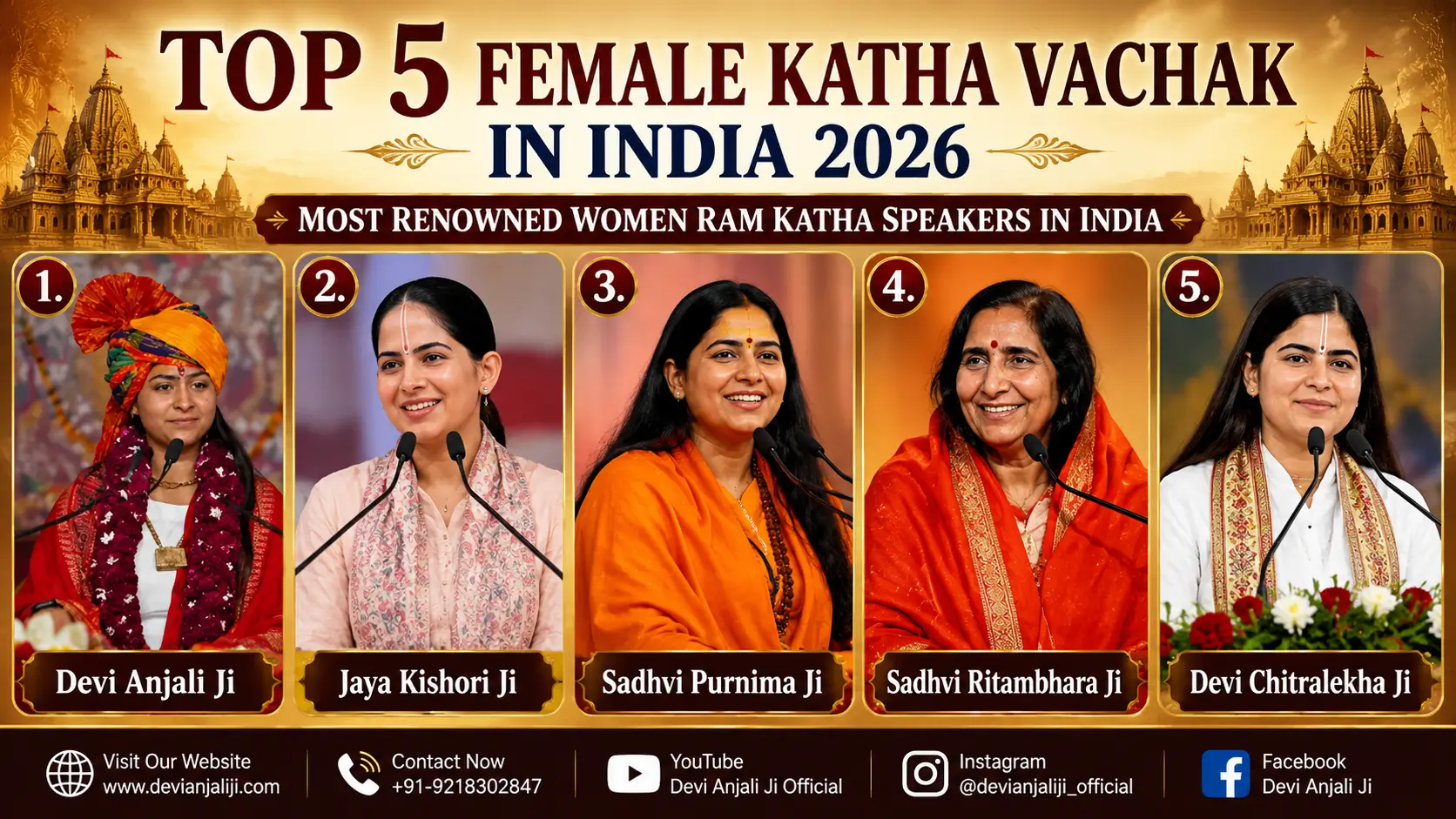 Top 5 Female Katha Vachak in India 2026 - Most Renowned Women Ram Katha Speakers in India